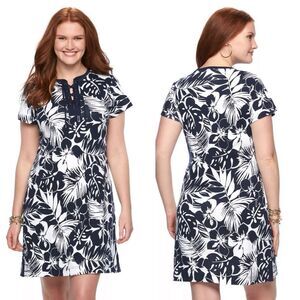 Chaps Printed Lace-Up T-Shirt Dress Size 2X